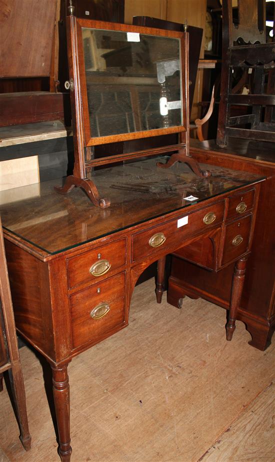 George IV mahogany kneehole dressing table & mirror